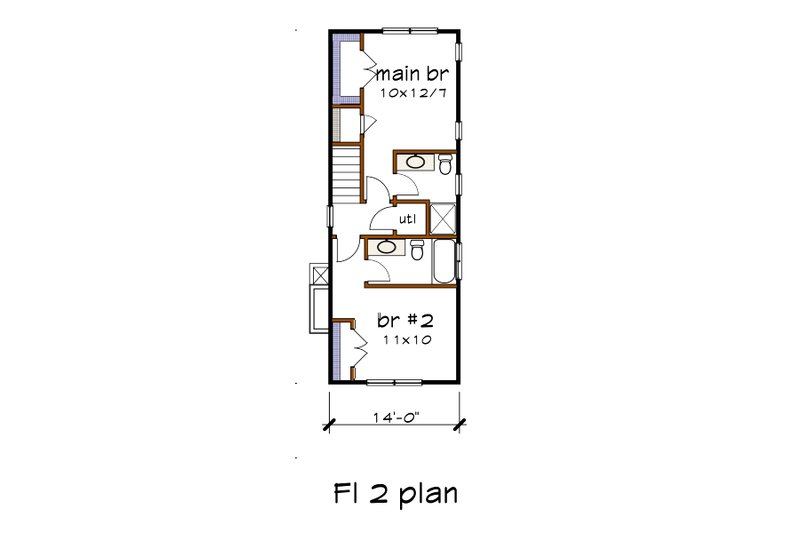 Architectural House Design - Floor Plan - Upper Floor for Craftsman House Plan #79-278 - 2 bed, 2.5 bath