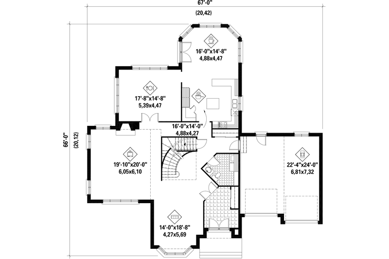 Architectural House Design - Floor Plan - Main Floor for European House Plan #25-4476 - 4 bed, 2 bath