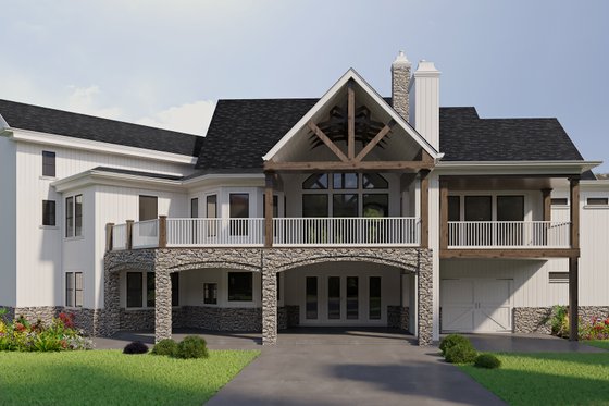 Exterior - Rear Elevation for Ranch House Plan #54-445 - 3 bed, 3.5 bath