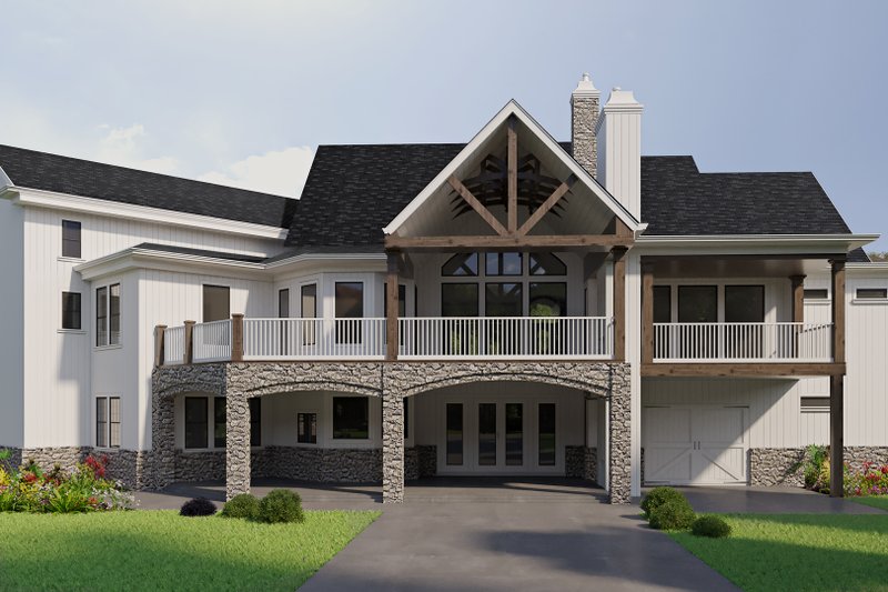 House Blueprint - Exterior - Rear Elevation for Ranch House Plan #54-445 - 3 bed, 3.5 bath