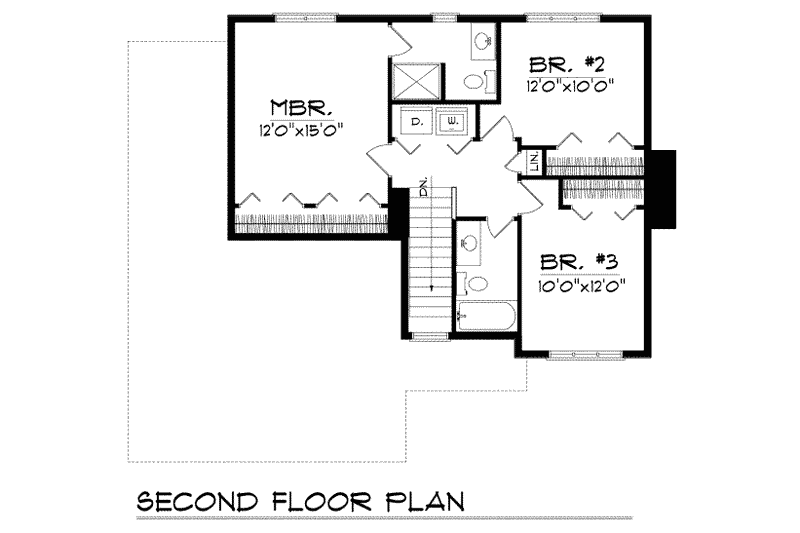 House Plan Design - Floor Plan - Upper Floor for Traditional House Plan #70-148 - 3 bed, 2.5 bath