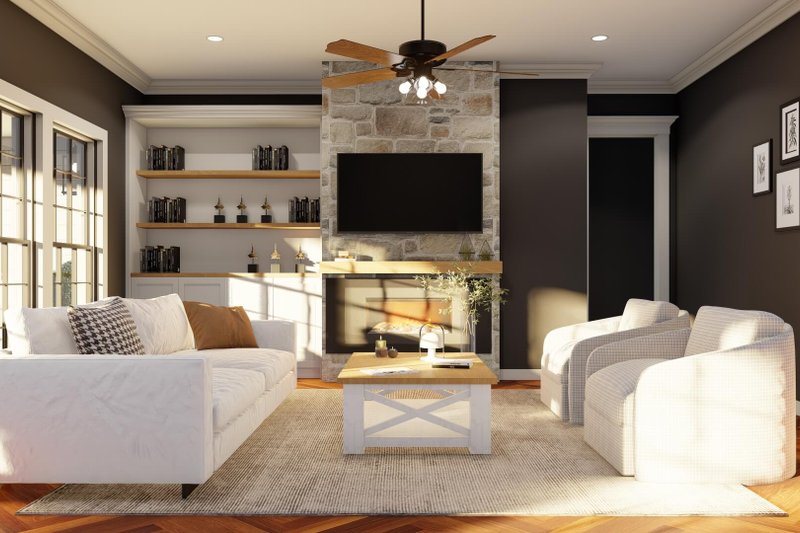 Architectural House Design - Interior - Family Room 1 for Country House Plan #17-421 - 4 bed, 3 bath
