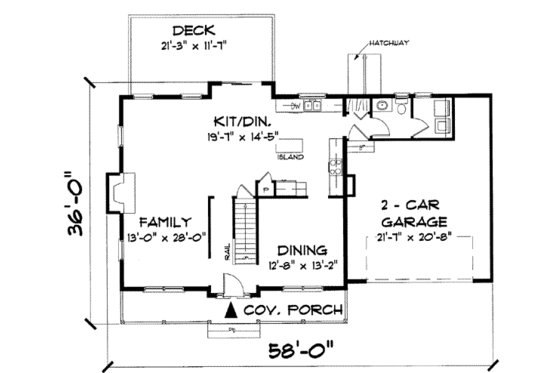 Floor Plan - Main Floor for Colonial House Plan #75-103 - 3 bed, 2.5 bath