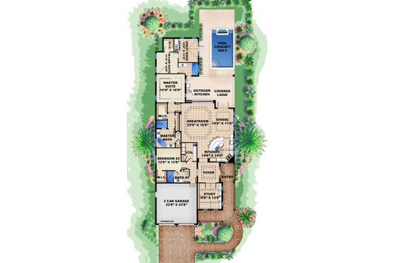 Floor Plan - Main Floor for Beach House Plan #27-510 - 3 bed, 3 bath
