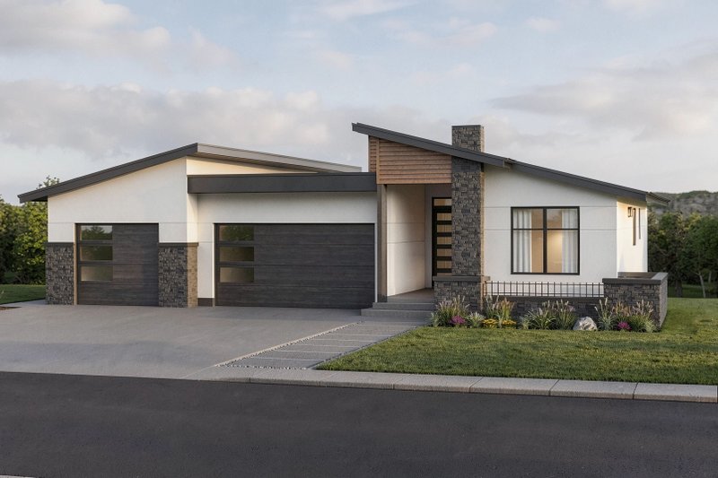 Home Plan - Exterior - Front Elevation 2 for Contemporary House Plan #1100-78 - 3 bed, 2 bath