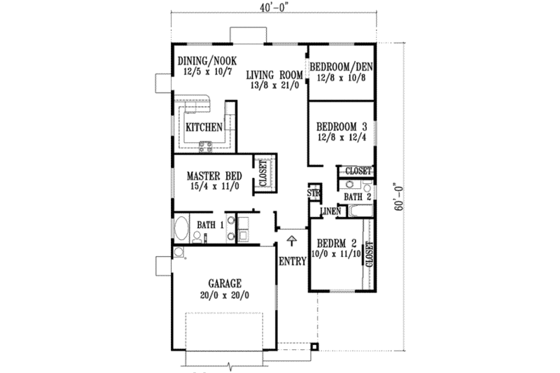 Adobe / Southwestern Style House Plan - 4 Beds 2 Baths 1687 Sq/Ft Plan ...