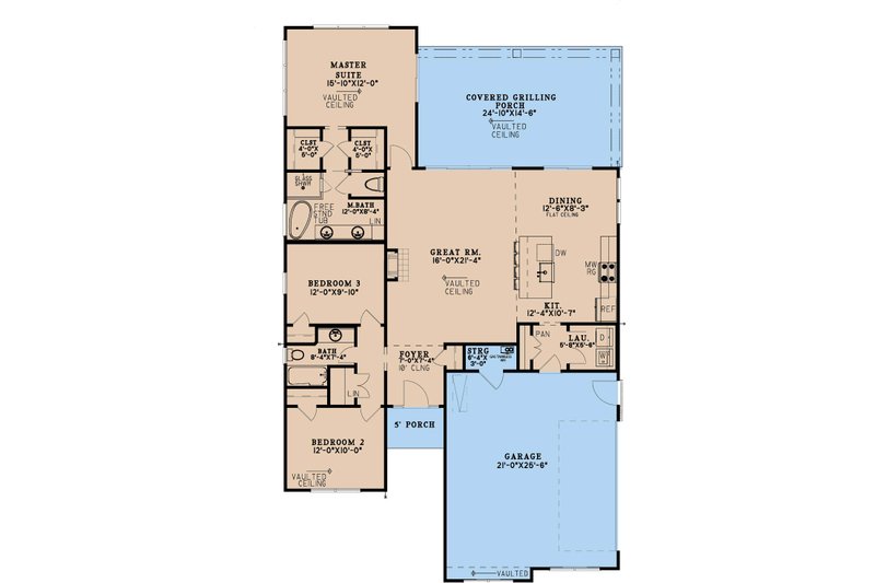 House Plan Design - Floor Plan - Main Floor for Modern House Plan #923-455 - 3 bed, 2 bath