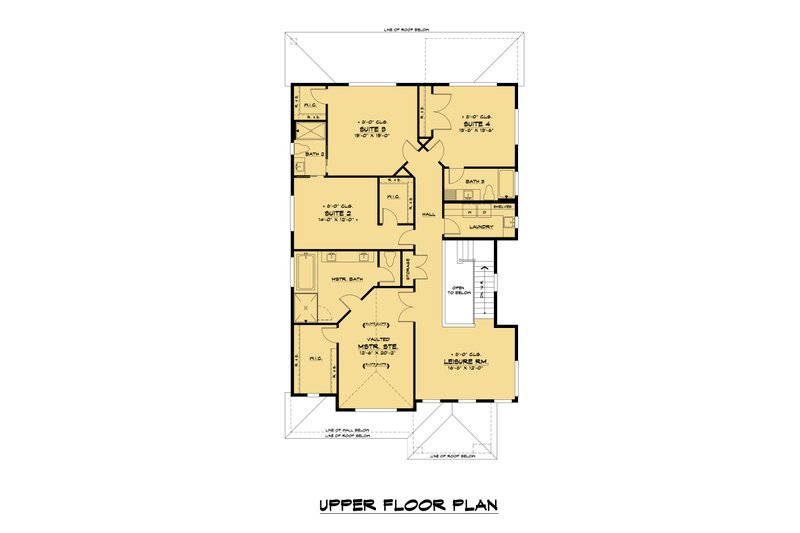 Home Plan - Floor Plan - Upper Floor for Contemporary House Plan #1066-131 - 5 bed, 4.5 bath