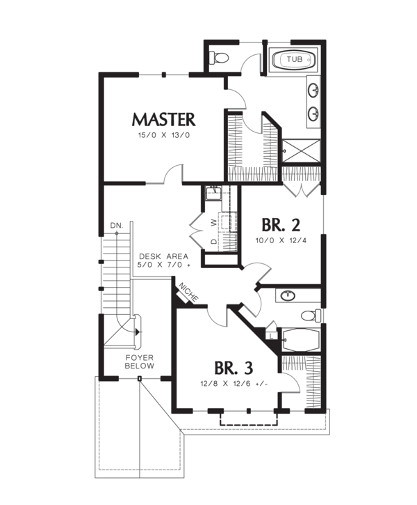 Architectural House Design - Craftsman Floor Plan - Upper Floor Plan #48-631