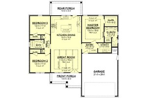 Floor Plan - Main Floor for Farmhouse House Plan #430-217 - 3 bed, 2 bath