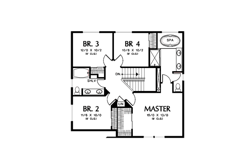 Architectural House Design - Floor Plan - Upper Floor for European House Plan #48-492 - 4 bed, 2.5 bath