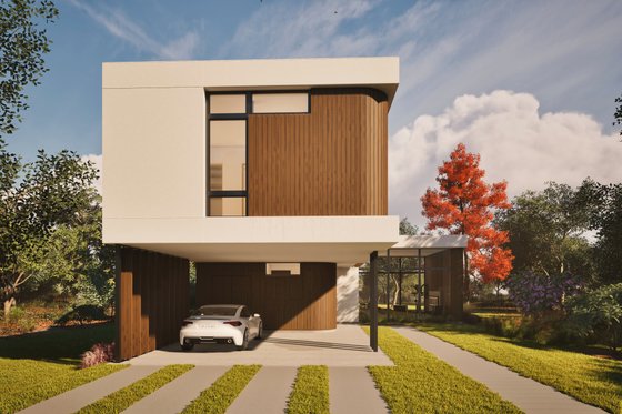 Exterior - Front Elevation 7 for Modern House Plan #80-226 - 3 bed, 2.5 bath