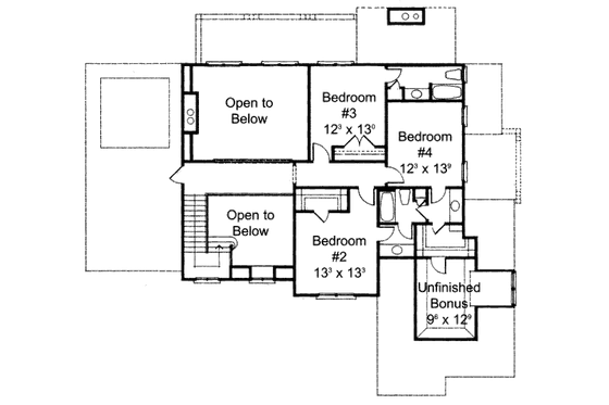 Floor Plan - Upper Floor for European House Plan #429-40 - 4 bed, 3.5 bath