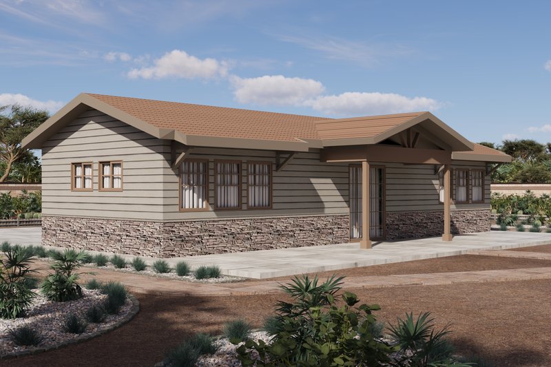 Dream House Plan - Exterior - Front Elevation 3 for Ranch House Plan #1106-100 - 2 bed, 1 bath