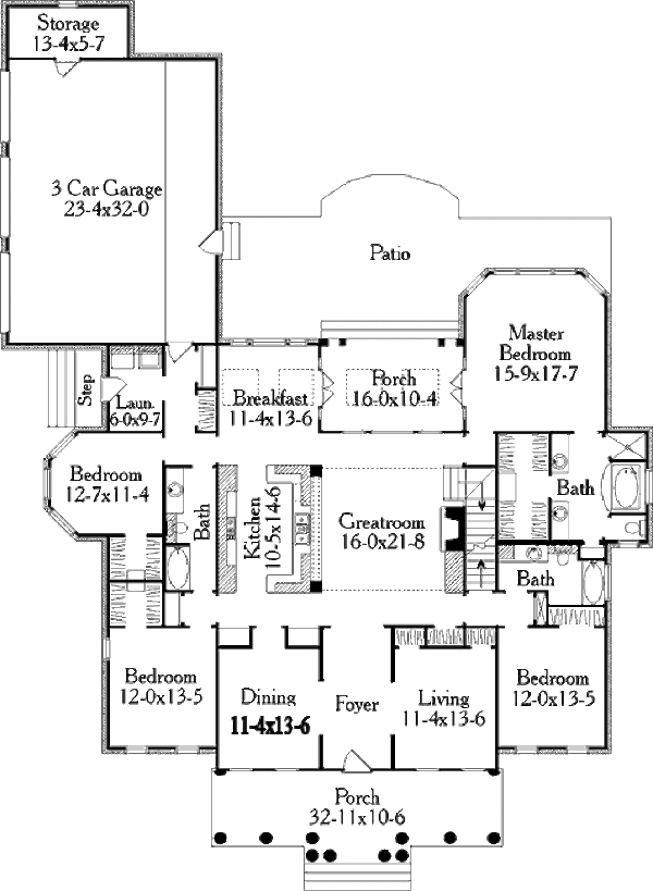 Dream House Plan - Southern Floor Plan - Main Floor Plan #406-282