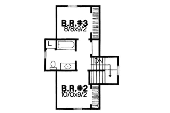 Floor Plan - Upper Floor for Country House Plan #50-234 - 3 bed, 2 bath