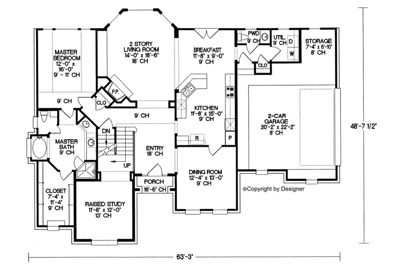 Dream House Plan - Floor Plan - Main Floor for European House Plan #20-783 - 3 bed, 2.5 bath