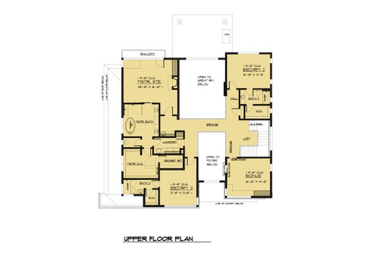 Floor Plan - Upper Floor for Contemporary House Plan #1066-56 - 5 bed, 5.5 bath
