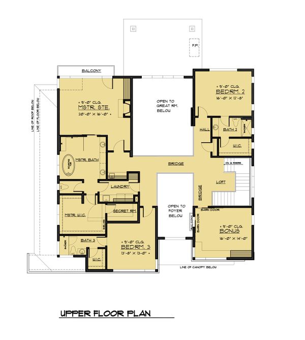 Architectural House Design - Contemporary Floor Plan - Upper Floor Plan #1066-56