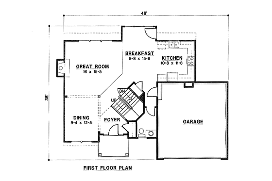 Floor Plan - Main Floor for Farmhouse House Plan #67-154 - 3 bed, 3 bath