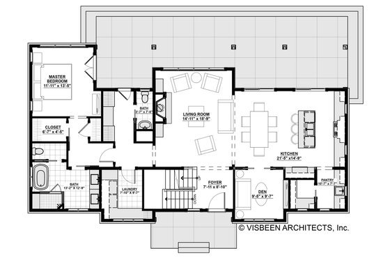Floor Plan - Main Floor for Farmhouse House Plan #928-306 - 4 bed, 3.5 bath