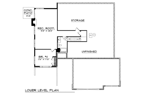 Floor Plan - Lower Floor for Traditional House Plan #70-359 - 3 bed, 2 bath