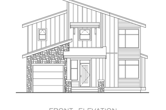 Exterior - Front Elevation 3 for Contemporary House Plan #1100-115 - 3 bed, 2.5 bath