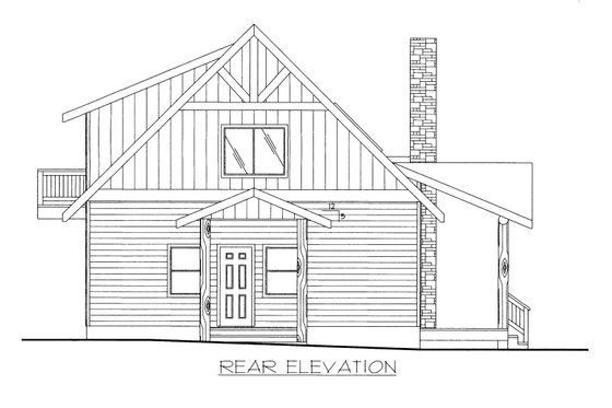 Exterior - Rear Elevation for Cabin House Plan #117-966 - 2 bed, 2 bath