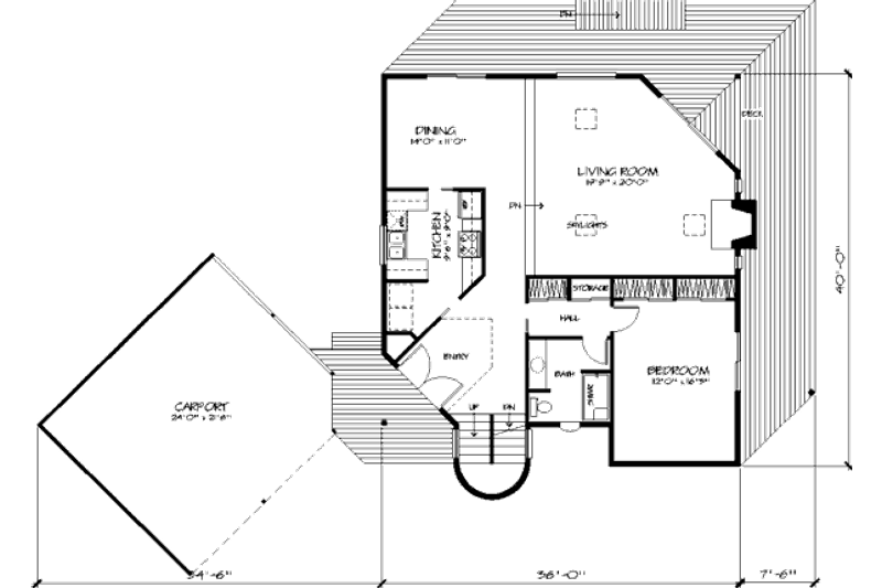 Dream House Plan - Floor Plan - Main Floor for Modern House Plan #320-399 - 3 bed, 2 bath