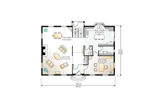 Floor Plan - Main Floor for Colonial House Plan #23-2111 - 3 bed, 2.5 bath