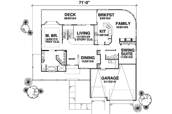 Floor Plan - Main Floor for Country House Plan #50-259 - 5 bed, 4 bath