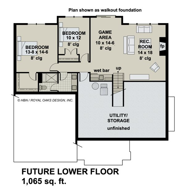 House Blueprint - Traditional Floor Plan - Lower Floor Plan #51-1177