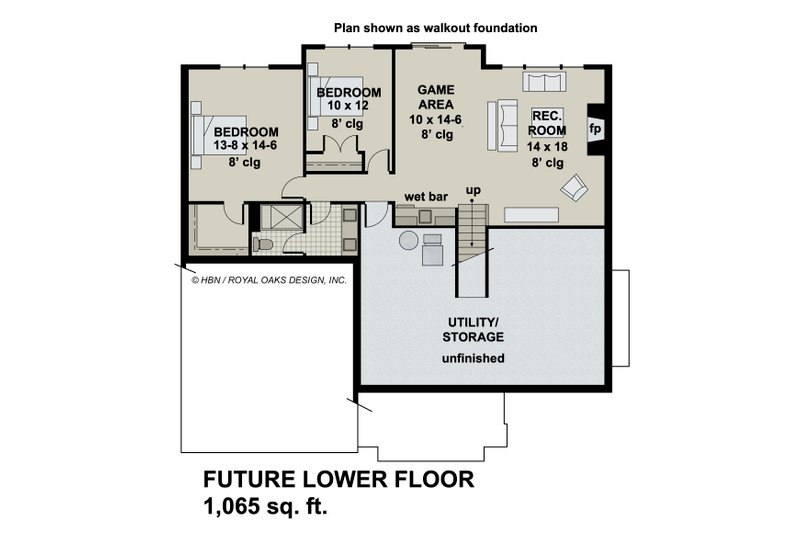 Architectural House Design - Floor Plan - Lower Floor for Traditional House Plan #51-1177 - 3 bed, 2 bath