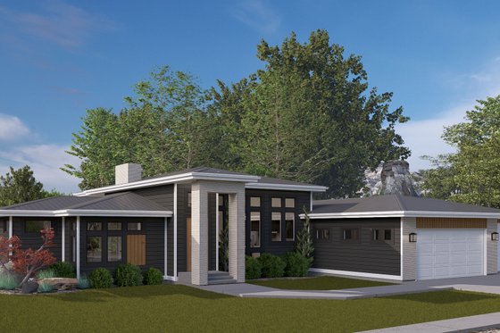 Exterior - Front Elevation 4 for Contemporary House Plan #1060-273 - 3 bed, 2.5 bath