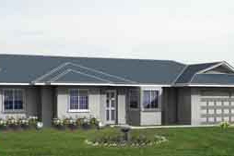 House Blueprint - Adobe / Southwestern Exterior - Front Elevation Plan #1-220