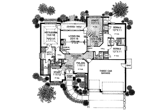 Floor Plan - Main Floor for European House Plan #310-824 - 3 bed, 2.5 bath