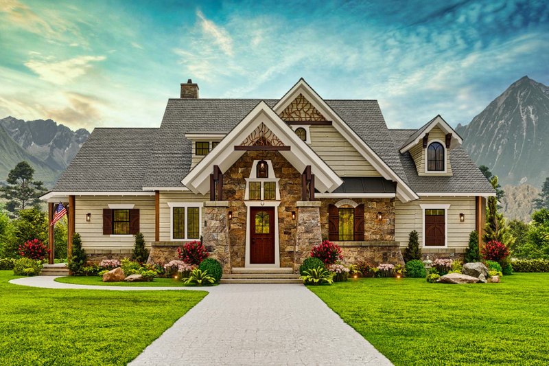 Dream House Plan - Exterior - Front Elevation 3 for Ranch House Plan #54-590 - 2 bed, 2.5 bath