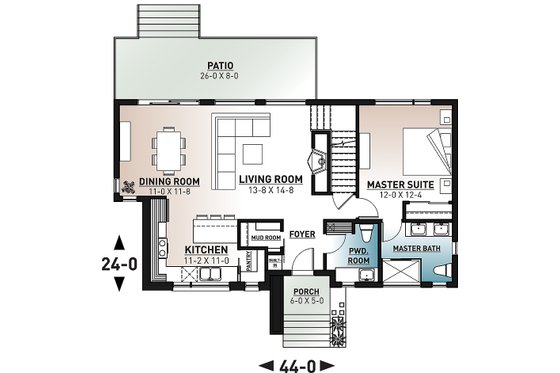 Floor Plan - Main Floor for Contemporary House Plan #23-2796 - 4 bed, 2.5 bath