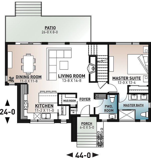 House Blueprint - Contemporary Floor Plan - Main Floor Plan #23-2796