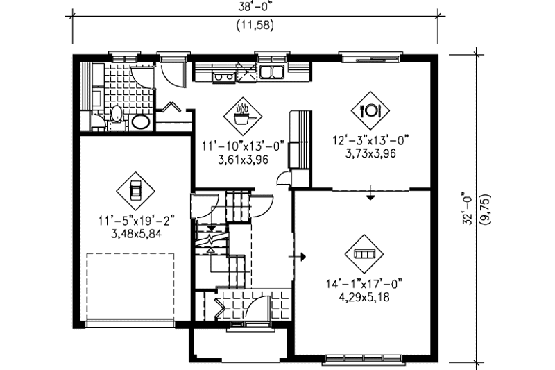 Dream House Plan - Floor Plan - Main Floor for Traditional House Plan #25-2235 - 3 bed, 1.5 bath