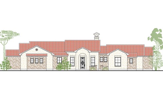 Exterior - Front Elevation 3 for Mediterranean House Plan #80-167 - 4 bed, 2.5 bath