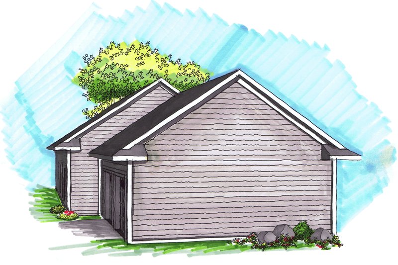 Architectural House Design - Exterior - Rear Elevation for Ranch House Plan #70-1023 - 3 bed, 2 bath