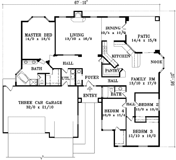 Adobe / Southwestern Floor Plan - Main Floor Plan #1-1443