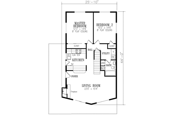 Floor Plan - Main Floor for Cottage House Plan #1-275 - 3 bed, 2 bath