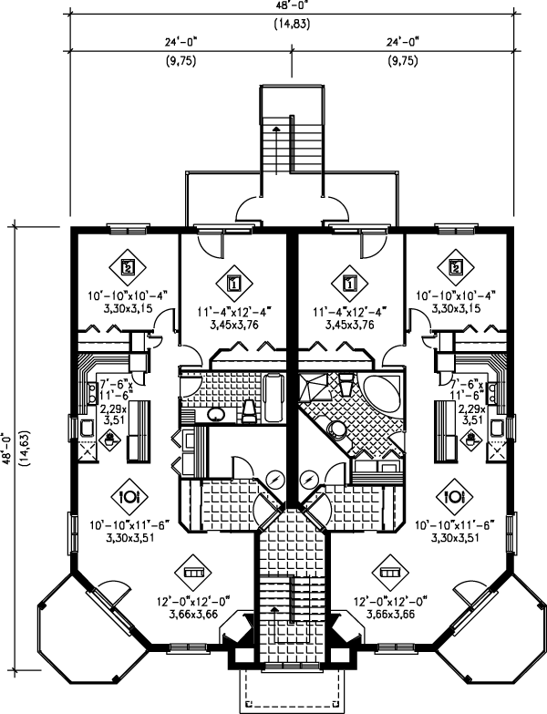 European Floor Plan - Upper Floor Plan #25-304
