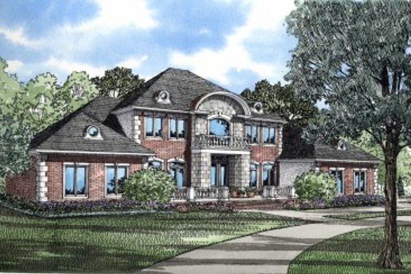 House Blueprint - European Exterior - Front Elevation Plan #17-250