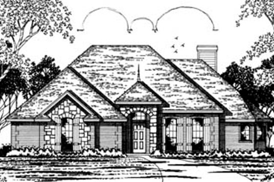 Exterior - Front Elevation for European House Plan #42-138 - 4 bed, 2 bath