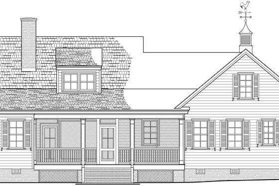 Exterior - Rear Elevation for Cottage House Plan #137-383 - 3 bed, 3 bath