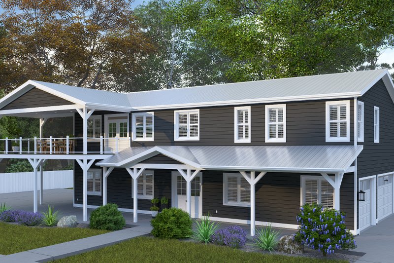 House Blueprint - Exterior - Front Elevation 3 for Barndominium House Plan #1060-377 - 3 bed, 3 bath