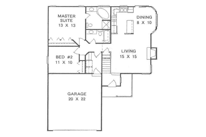 Dream House Plan - Floor Plan - Main Floor for Traditional House Plan #58-103 - 2 bed, 2 bath